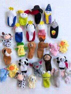 Lot of 26 plush finger puppets for children